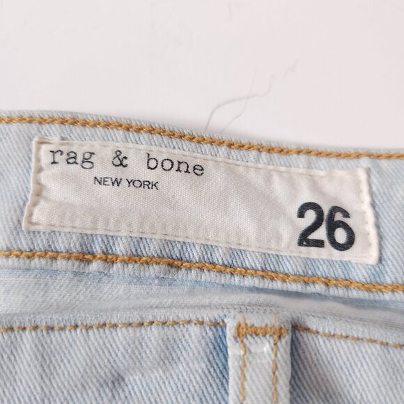 Rag & Bone Womens Low Rise Slim Boyfriend Jeans 26 Light Wash Distressed Raw Hem - Picture 3 of 16